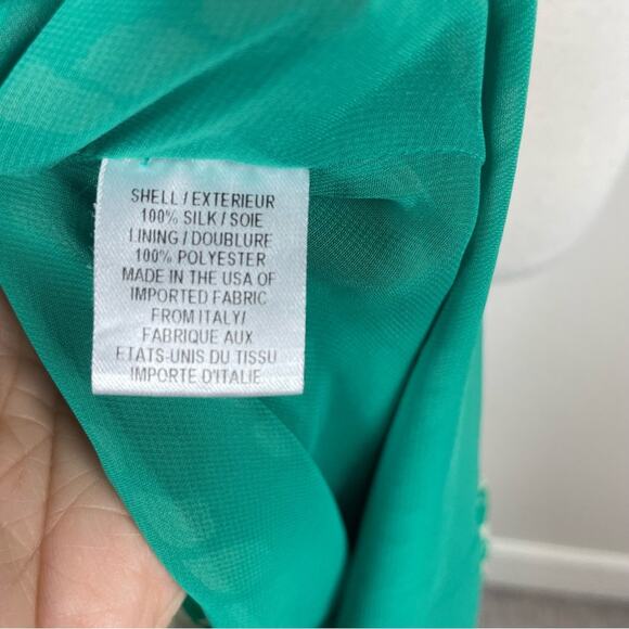 Milly Green Tan Abstract Dotted Stripe Silk Top *Small - Picture 5 of 10